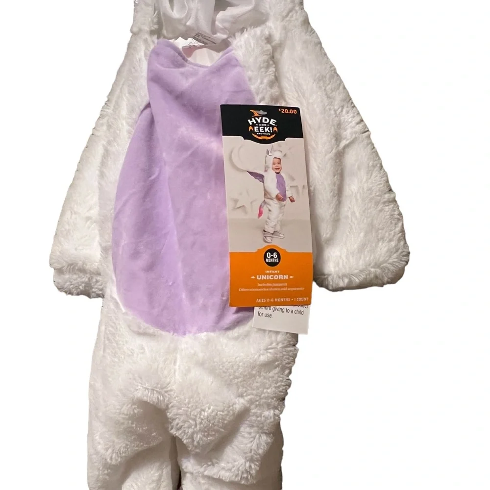 UNICORN Plush costume 1 piece Target HYDE‎ & EEK Infants 0-6 Months NWT New - Picture 3 of 6